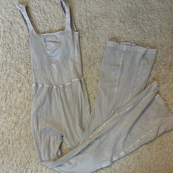 Free People Movement Ice Gray Flares Leg Onesie - Picture 2 of 7